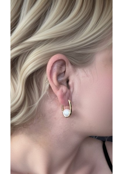 Zero Gold Altın Kaplama Incili Tasarım Çelik Küpe