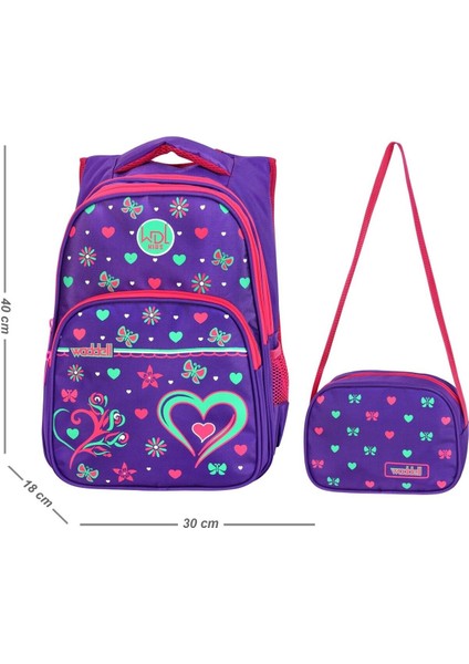 Mor Kalp Desenli Ilkokul Sırt ve Beslenme Çantası 3025