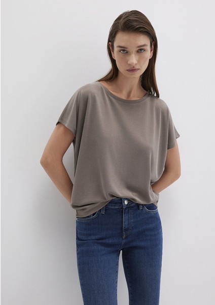 Kısa Kol Tişört Mantar Kahve modelleri
