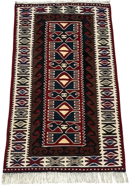 El Dokuma Sıfır Yahyalı Kilim 73X120 Kök Boya Yün Kilim
