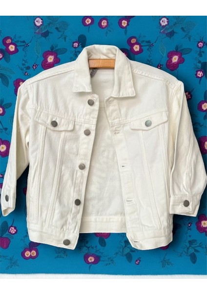 Arkası Baskılı Armalı Denım Mont - Nanıca Kıds - NNC122502 - Beyaz - 8 Yaş - NNC122502-BEYAZ-8 Yaş Beyaz