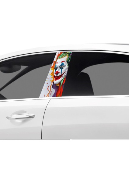 Araç Kapı Direk Kaplama Folyosu Beyaz Joker Desenli (Sağ Sol Takim) (2 Adet) - 22X50 cm