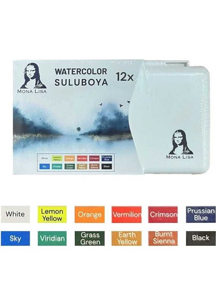 Mona Lisa Profesyonel Tablet Sulu Boya Seti 12 Renk