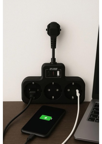 Çoklu Kablolu Priz -Priz Çoğaltıcı-Priz Dönüştürücü 1usb - 2type-C Girişli Yüksek Akım Korumalı Fiş fiyatları