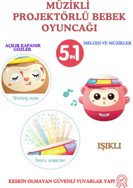 Bebek Oyuncağı Galaxy Projektör Oyuncak Gece Lambası ve Müzik Şarkıları Kahverengi fiyatları