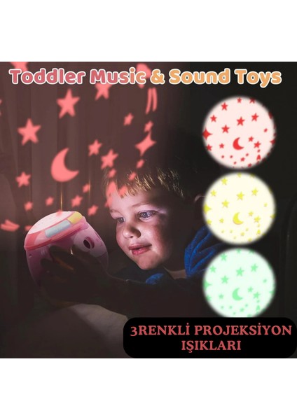 Bebek Oyuncağı Galaxy Projektör Oyuncak Gece Lambası ve Müzik Şarkıları Kahverengi fırsatları