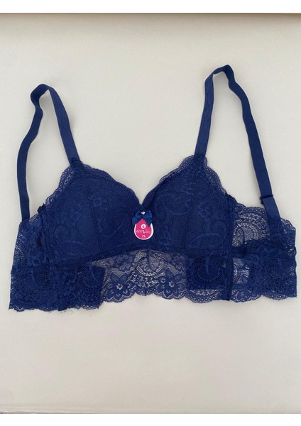 Üçgen Dantel Bralet Içi Boş Sütyen-Lacivert fiyatları
