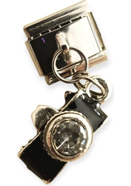 Italyan Charm Bileklik Ucu Kamera Tasarımlı - 1 cm | Fotoğraf Makinesi Figürlü Çelik Charm (1 Adet) fiyatları