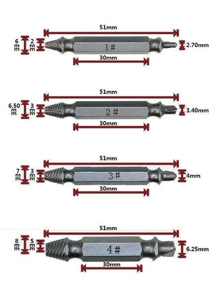 Hasar Görmüş Vida Çıkarıcı 4 Farklı Uç fırsatları