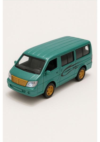 Çek Bırak Minibüs Oyuncak | Metal Sprinter Bus | Sesli Işıklı - Ön Kapılar Açılabilir | Yeşil