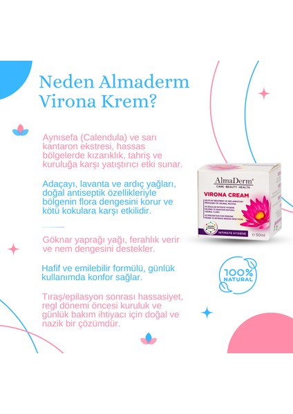 Virona Kremi – Hassas Ciltler ve Hassas Bölgeler Için Özel Bakım Kremi 50 ml Almaderm fiyatları