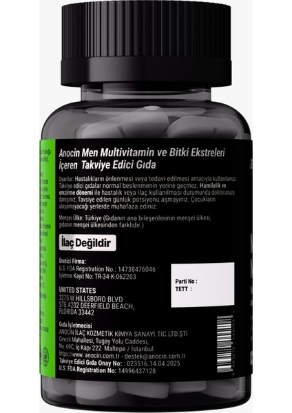 Men Multivitamin (Erkeklere Özel) Multi Vitamin, Mineral, Bitkisel Komplex fiyatları
