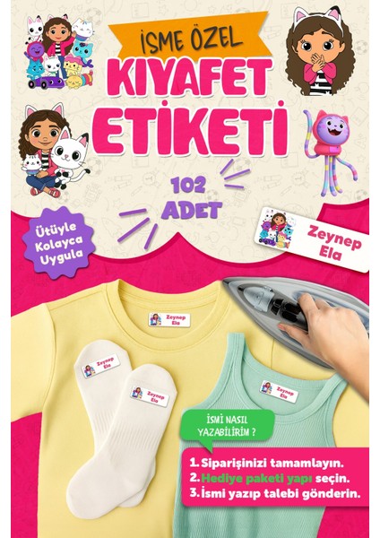 Kıyafet Etiketi - Okul Kıyafetlerine Kişiye Özel 30 Saniyede Kolay Uygulama Yıkanabilir -Gabby