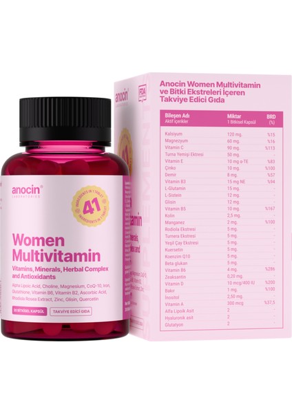 Multivitamin Kadın 41 Çeşit ile Tr'de Ilk Woman Multivitamin & Mineral Complex modelleri
