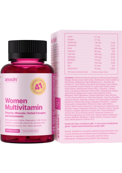 Multivitamin Kadın 41 Çeşit ile Tr'de Ilk Woman Multivitamin & Mineral Complex fırsatları