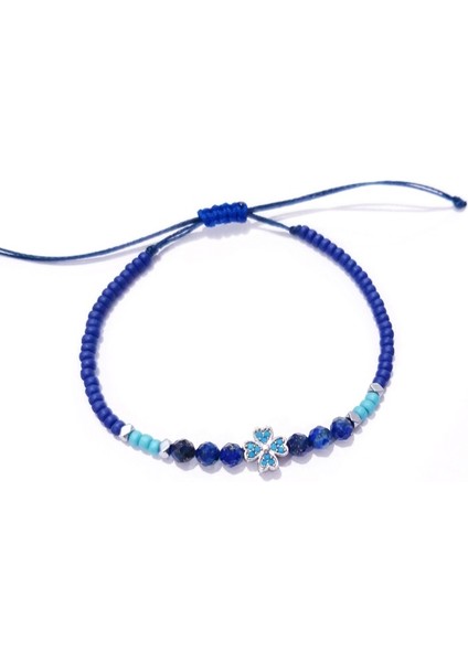 Lapis Lazuli ve Hematit Doğaltaşlı Zirkon Taşlı Yonca Miyuki Round Boncuklu Bileklik fiyatları