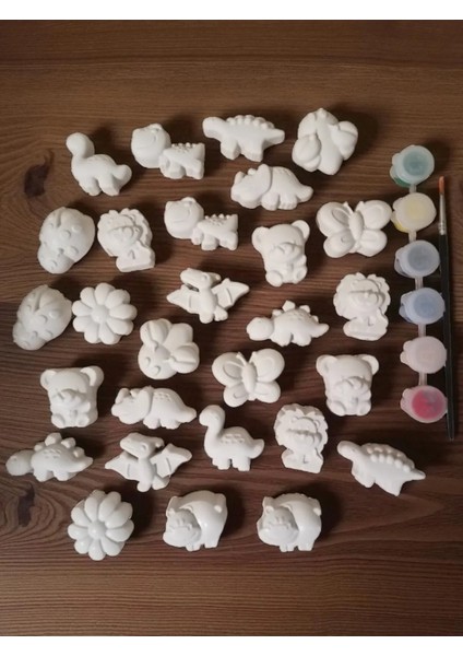 28 Adet Sevimli Hayvanlar ve Dinazorlar Taş Boyama Seti Yetişkin Çocuk Aktivite