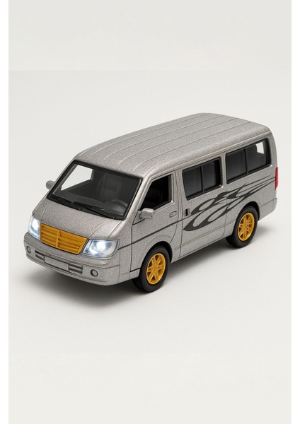 Çek Bırak Minibüs Oyuncak | Metal Sprinter Bus | Sesli Işıklı - Ön Kapılar Açılabilir | Gümüş