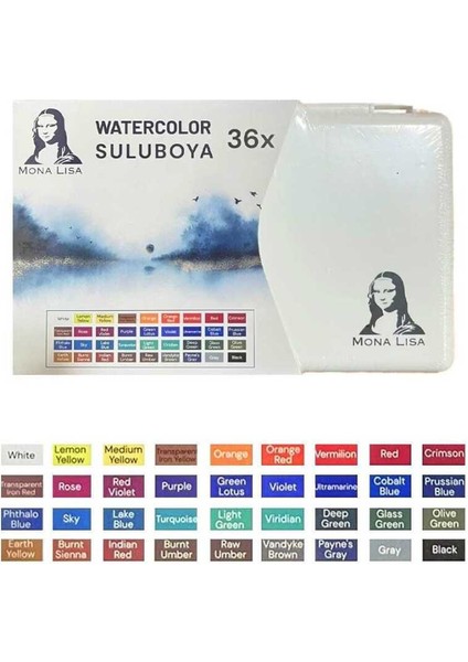 Mona Lisa Profesyonel Tablet Sulu Boya Seti 36 Renk