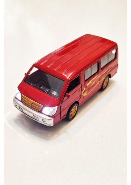 Çek Bırak Minibüs Oyuncak | Metal Sprinter Bus | Sesli Işıklı - Ön Kapılar Açılabilir | Kırmızı modelleri