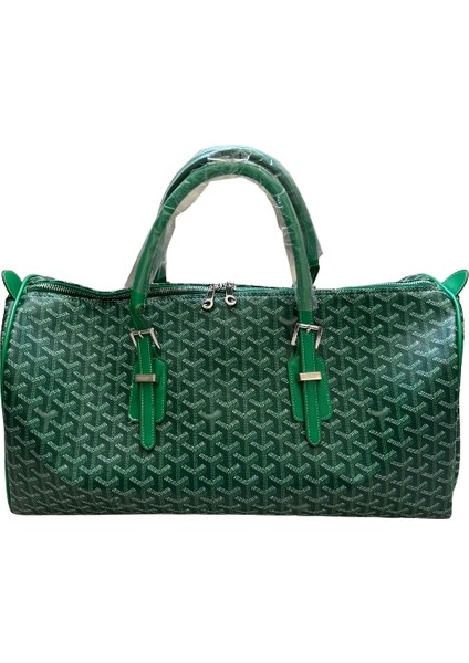 Monogram Detaylı Seyahat Çantası Askılı Bavul Spor Çantası El Valizi Goyard Style