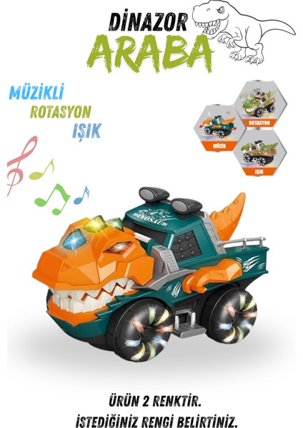 Dinozor Araba Işıklı Sesli Müzikli Hareketli