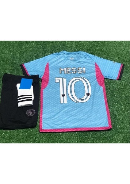 I.n.t.e.r Miami 2024/25 Yeni Sezon Lionel Messi Çocuk Forması 3'lü Set (Gökkuşağı) modelleri