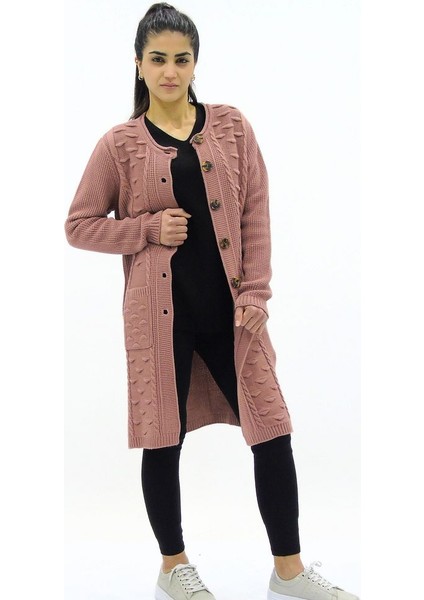 Düğmeli Cepli Triko Hırka