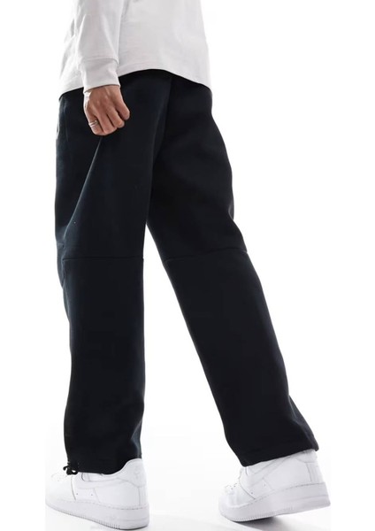 Tech Fleece Open Hem Joggers Erkek Bol ve Uzun Kesim Lastik Ipli Paça Eşofman Altı Siyah modelleri