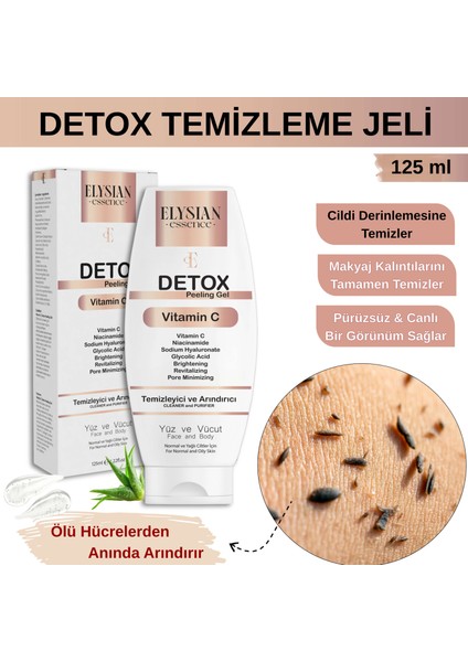 Detox Peeling Jel 125ML | Ölü Hücre Arındırıcı Temizleme jeli | Yüz Ve vücut temizleyici | aha bha, Vitamin C, Niacinamide
