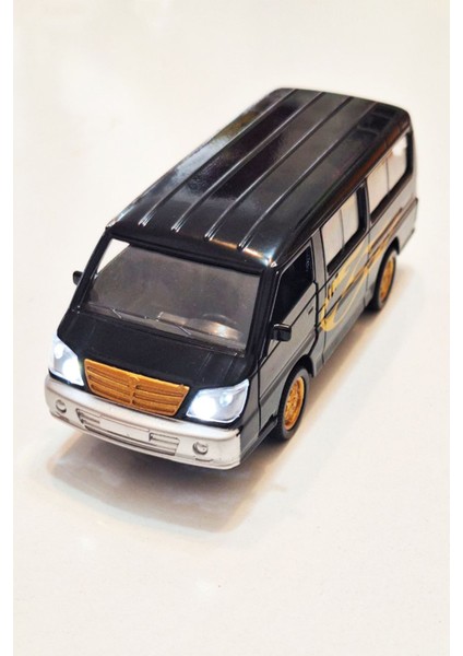 Çek Bırak Minibüs Oyuncak | Metal Sprinter Bus | Sesli Işıklı - Ön Kapılar Açılabilir | Siyah modelleri