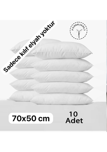 Pamuklu Fermuarlı Yastık Iç Kılıfı Beyaz 50X70 Şilte 10 ADET