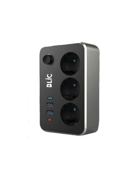 Akım Korumalı 3'lü Priz ve USB Şarj Istasyonu 2 Usb, 1 Type-C modelleri