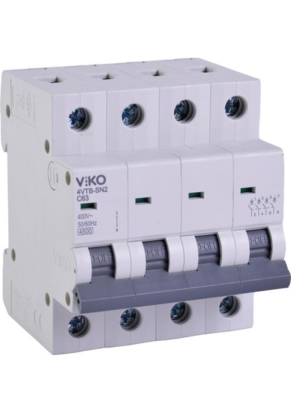 4VTB-4C63 Otomatik Sigorta 4,5ka C Tipi 4 Kutup 63A