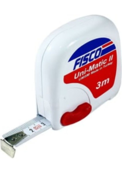 Fısco Uni-Matic 3 Metre Çelik Şerit Metre Avuç Içi Rahatlığı ve Kolay Kilitleme 55MM