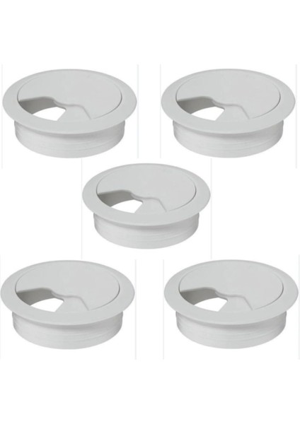Üstü Kablo Kanalı Deliği Kapağı Beyaz Masa Kapağı 8 cm (5 Adet)