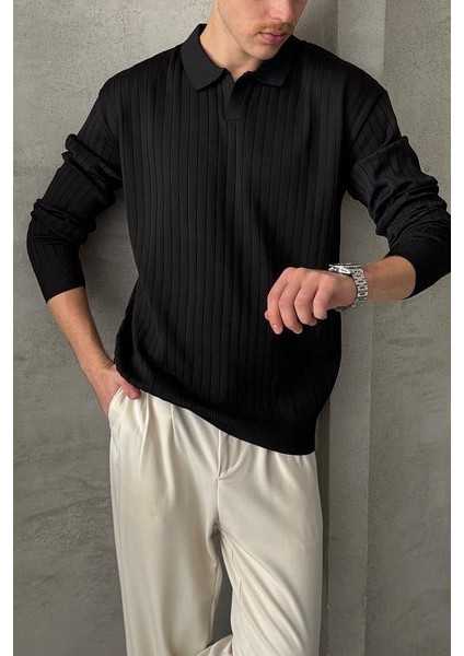 Erkek Slim Fit Polo Yaka Fitilli Triko Kazak -26107 fiyatları