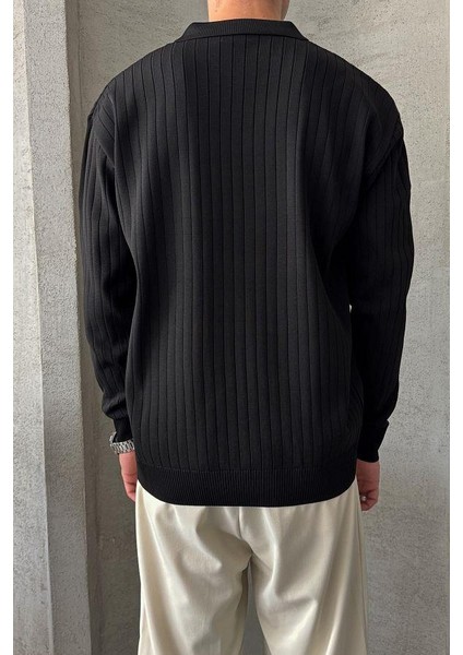 Erkek Slim Fit Polo Yaka Fitilli Triko Kazak -26107 modelleri