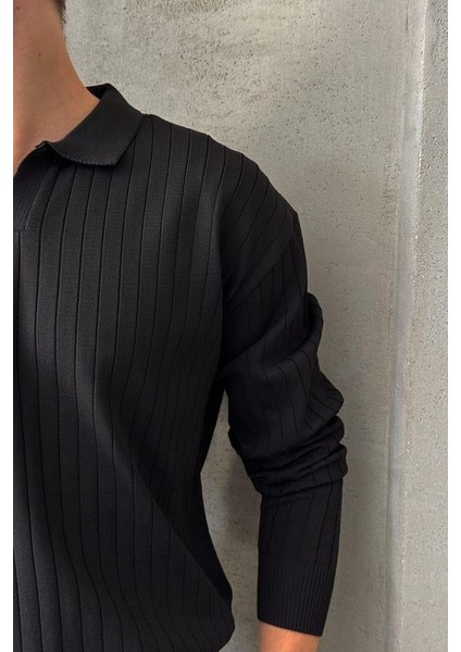Erkek Slim Fit Polo Yaka Fitilli Triko Kazak -26107 fırsatları