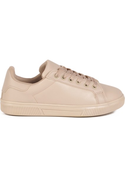 Bej Cilt Bağcıklı Hafif Kadın Spor Ayakkabı Mota 600 G