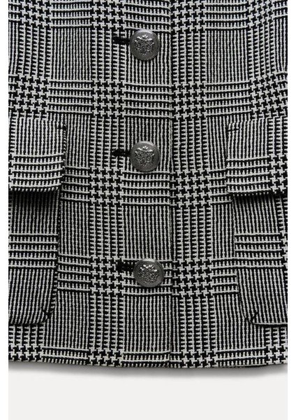 Allbucks Zara, Kaz Ayağı Desenlı Kısa Blazer Ceket ABZRA1020 indirimleri