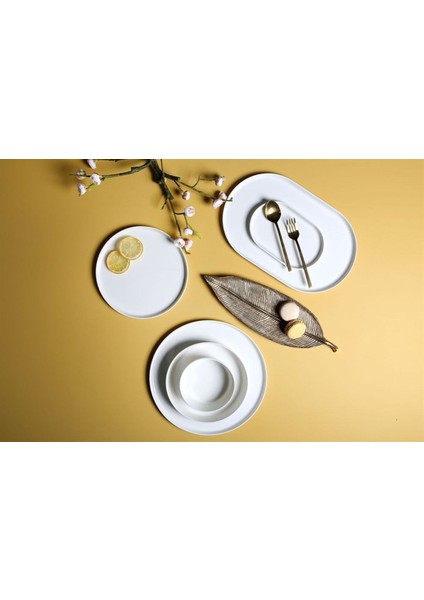 Chopin Alumilite 27 Parça Beyaz Porselen Yemek Takımı 6 Kişilik Düz Tasarım