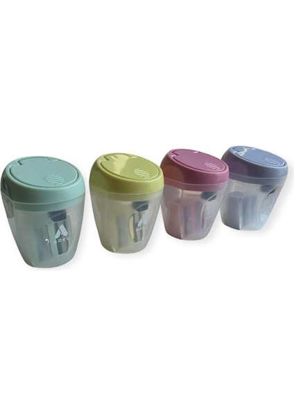 Çift Bıçaklı Otomatik Kapaklı Kalemtraş, Pastel Renkli, Hazneli modelleri