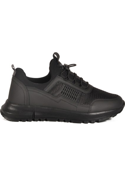Siyah Hafif Esnek Kilit Bağcıklı Unisex Spor Ayakkabı Nans 6006 G