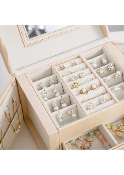 Takı Kutusu Aynalı 2 Çekmeceli Makyaj Masası Üstü Kilitli - Altın Takı ve Mücevher Düzenleyici Mdl-14 modelleri