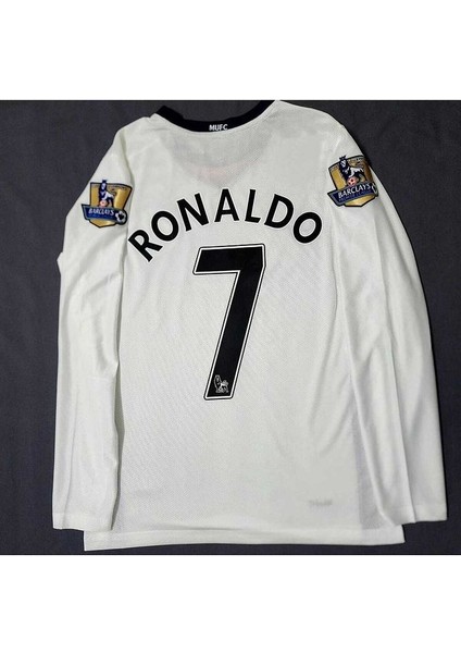M.unitedd 2008 Moskova Şampiyonlar Ligi Finali Cristiano Ronaldo Forması (Beyaz)