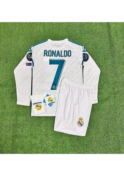 R.e.a.l M.a.d.r.i.d 2018 Kiev Cristiano Ronaldo Uzun Kol Çocuk Forması 4'lü Set (Armalı)