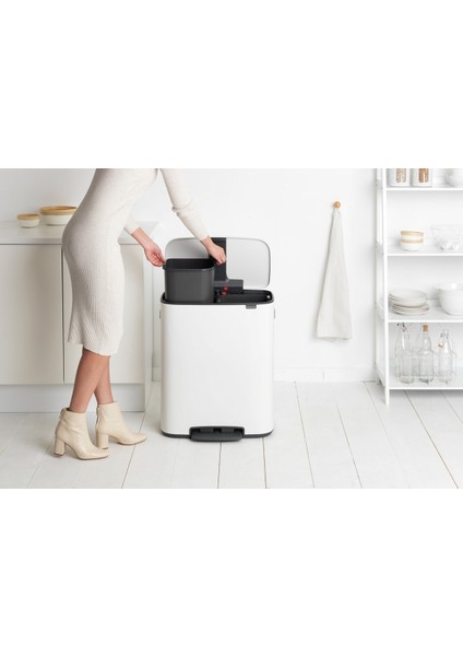 Bo Pedal Çöp Kovası, 2 x 30 L Kova - Beyaz 211447 modelleri