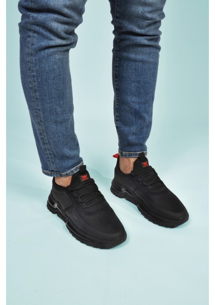 Siyah Kırmızı Bağcıklı Hafif Esnek Erkek Spor Ayakkabı Than 836 M