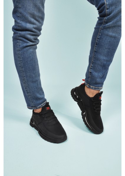 Siyah Kırmızı Bağcıklı Hafif Esnek Erkek Spor Ayakkabı Than 836 M modelleri